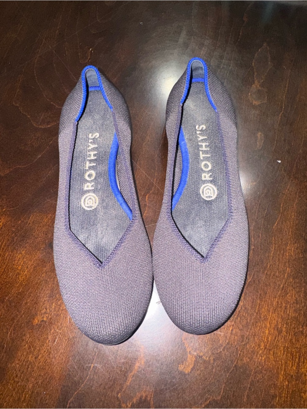 Rothy's Women's Navy Knit Slip-On Flats with Blue Trim